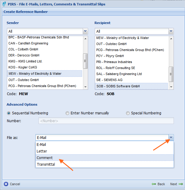 Comment file from mail