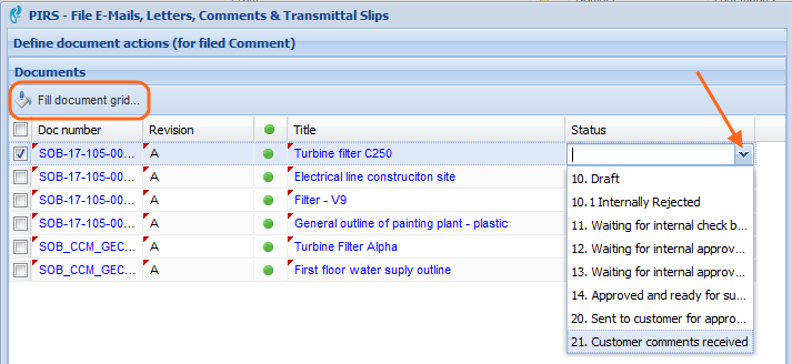 Fill document grid