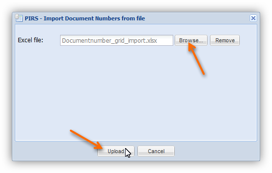 Upload Excel file