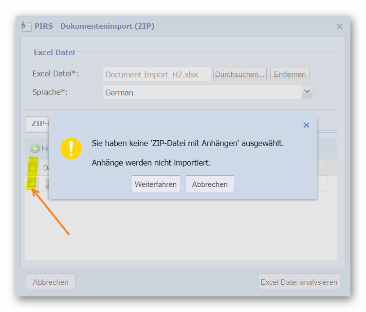 Anhangbenachrichtigung