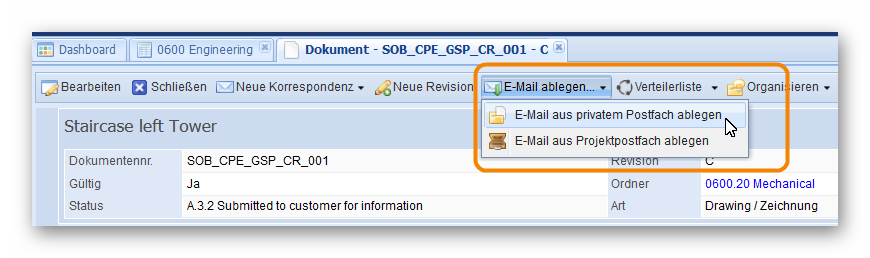 E-Mail aus privatem Postfach ablegen