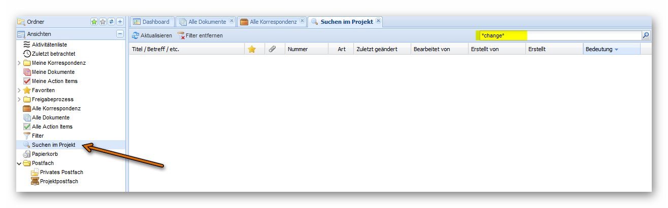 Suche im Projekt